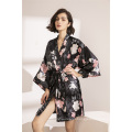 High Quality Cheap Charming Floral Printed Silk Satin Kimono Robes Women